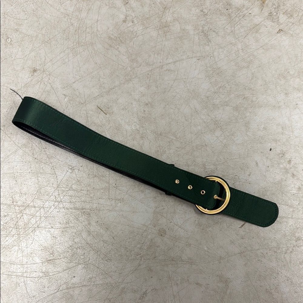 NICHOLAS Green Leather Belt with Brass Buckle - Lightweight Belt NWOT